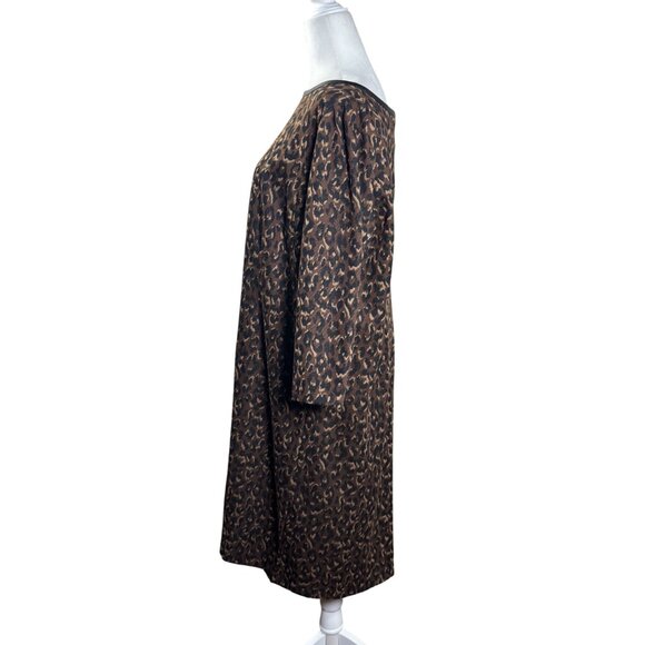 Talbots Womens Dress Size 16W Faux Leather A Line Brown Animal Print Leopard - Picture 4 of 9